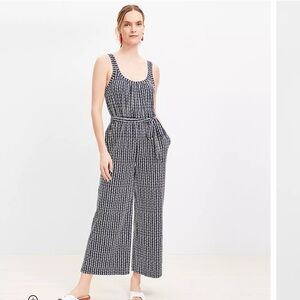 Navy and White LOFT Fern Tank Jumpsuit